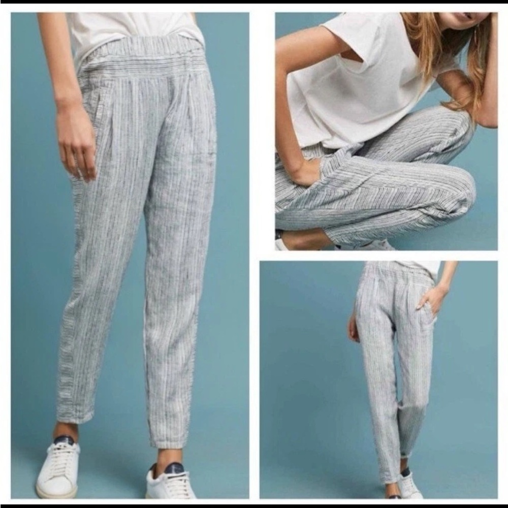 Anthropologie Linen Cropped Pants